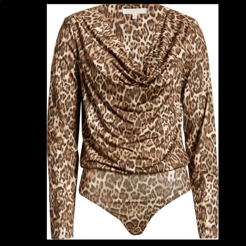 WAYF Solano Ruched Cowl Neck Bodysuit